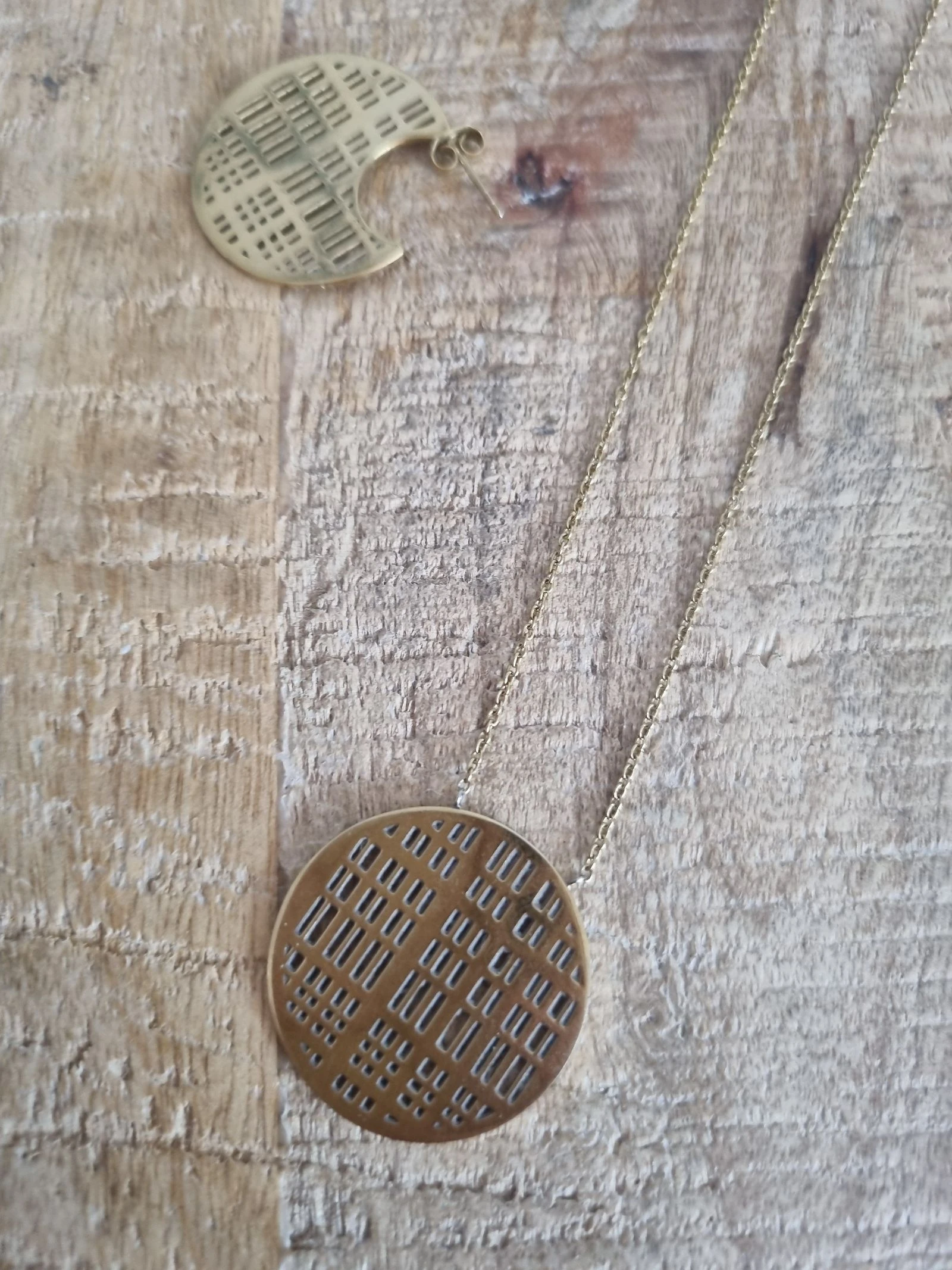 Parure de joyas Victoria - Collar y pendientes geométricos (Acero inoxidable) – photo 11